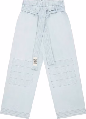 Blue Cotton Casual Pants