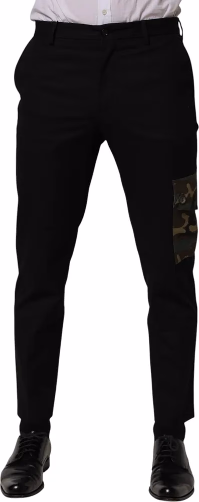 Dolce & Gabbana Black Cotton Skinny Dress Cargo Trouser Pants