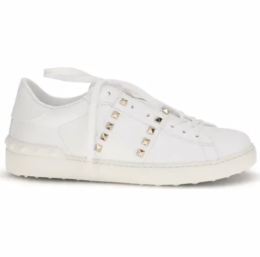 Valentino Garavani White Calf Leather Bos Taurus Low Top Sneakers