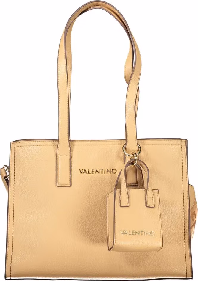 Mario Valentino Beige Polyurethane Women's Bag with Shoulder Handles