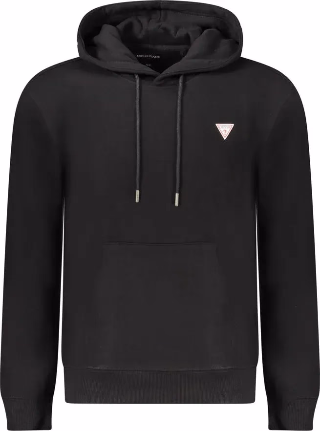 Guess Jeans Black Cotton Men Sweatshirt Slim Fit Hooded