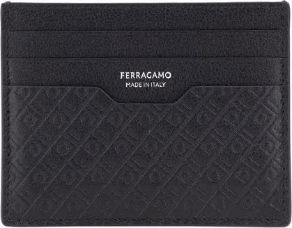Ferragamo Black Calf Leather Bos Taurus Wallet