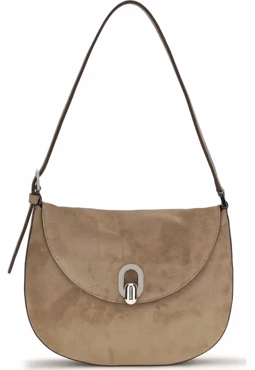 Savette Beige Calf Leather Bos Taurus Shoulder Bag