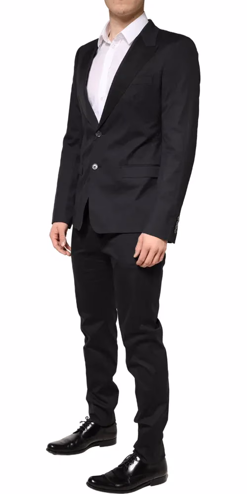 Dolce & Gabbana Black Cotton Single Breasted 2 Piece Suit