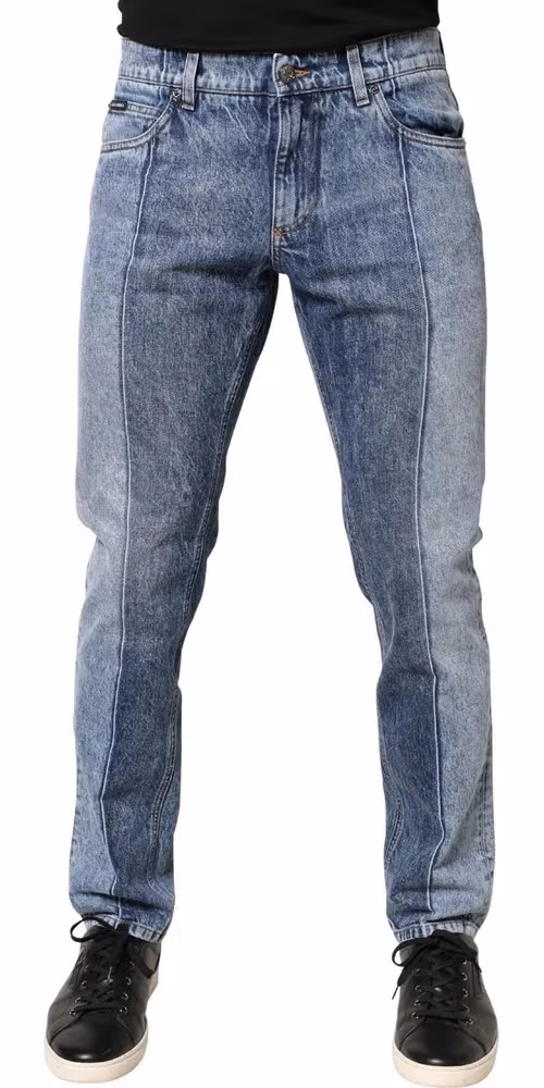 Dolce & Gabbana Two Tone Blue Cotton Regular Men Denim Jeans