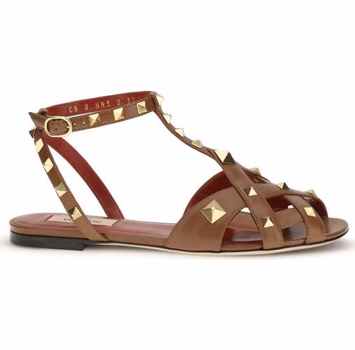 Valentino Garavani Brown Goatskin Strap-On Sandals
