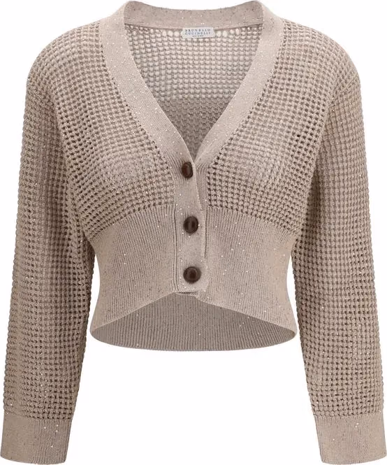 Brunello Cucinelli Beige Cotton Cardigan