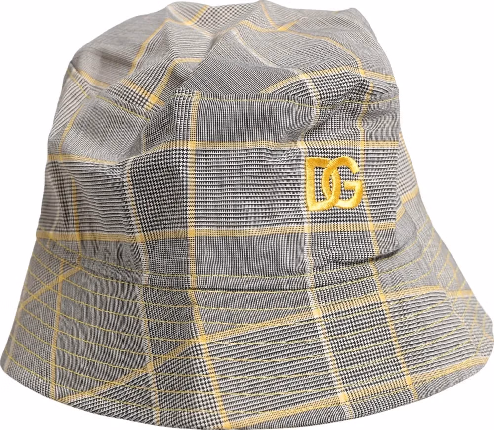 Dolce & Gabbana Men Gray Checkered Bucket Fisherman Capello Hat