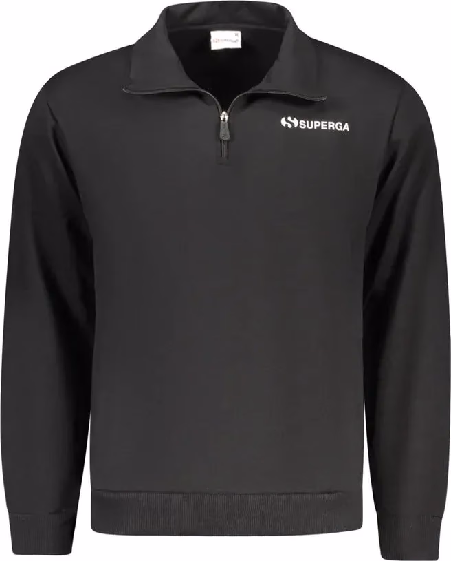 Superga "Black Cotton Men's Sweatshirt with Half Zip and Pockets"
