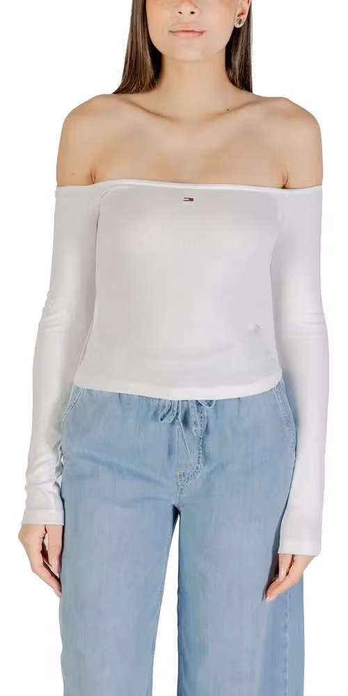 Tommy Hilfiger Jeans Cream Recycled Cotton Long Sleeve T-Shirt