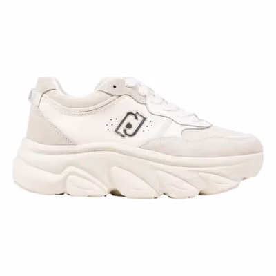 White Artificial Leather Chunky Sneakers