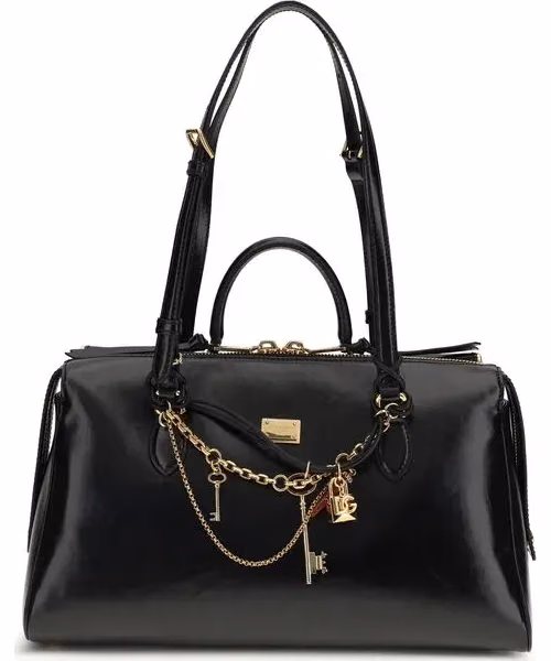 Dolce & Gabbana Black Calf Leather Bos Taurus Shoulder Bag