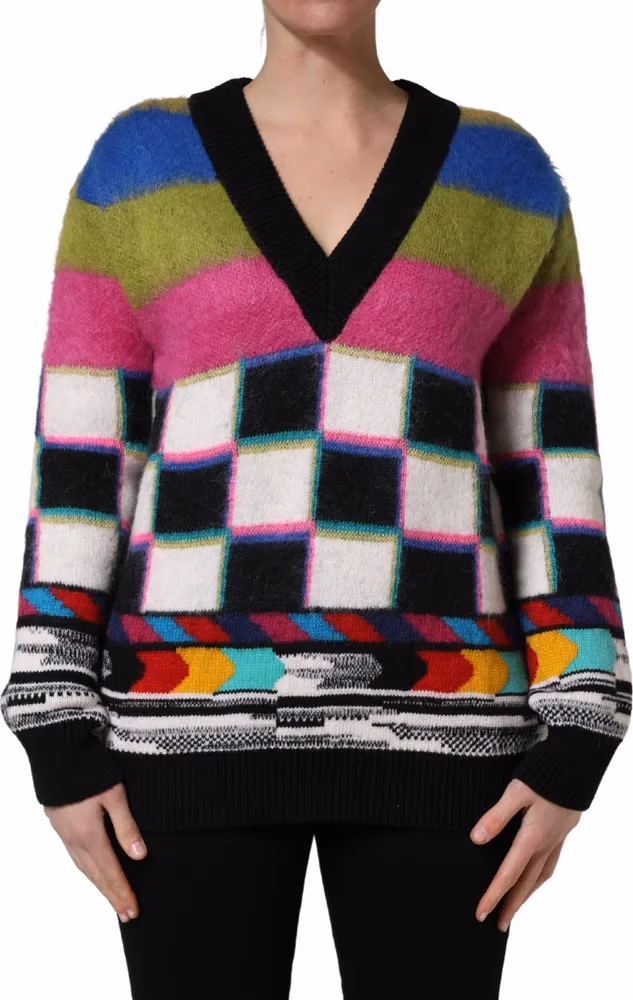 Dolce & Gabbana Multicolor Stripes V-neck Pullover Sweater