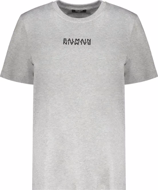 Balmain Gray Cotton T-Shirt
