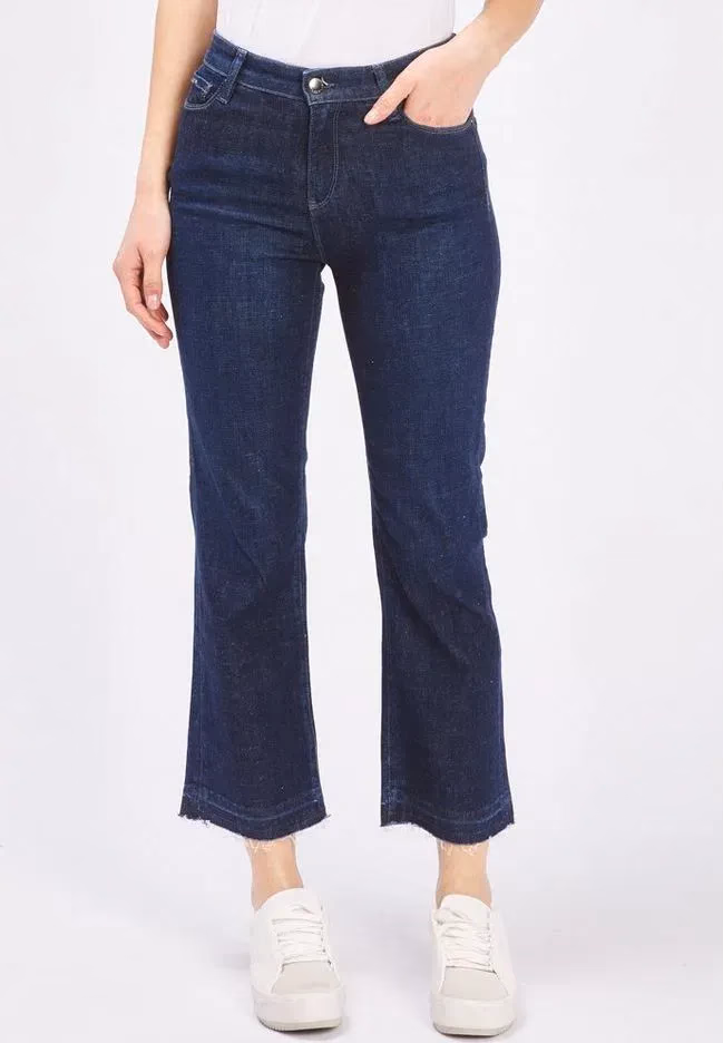 Gas Blue Cotton Flared Jeans