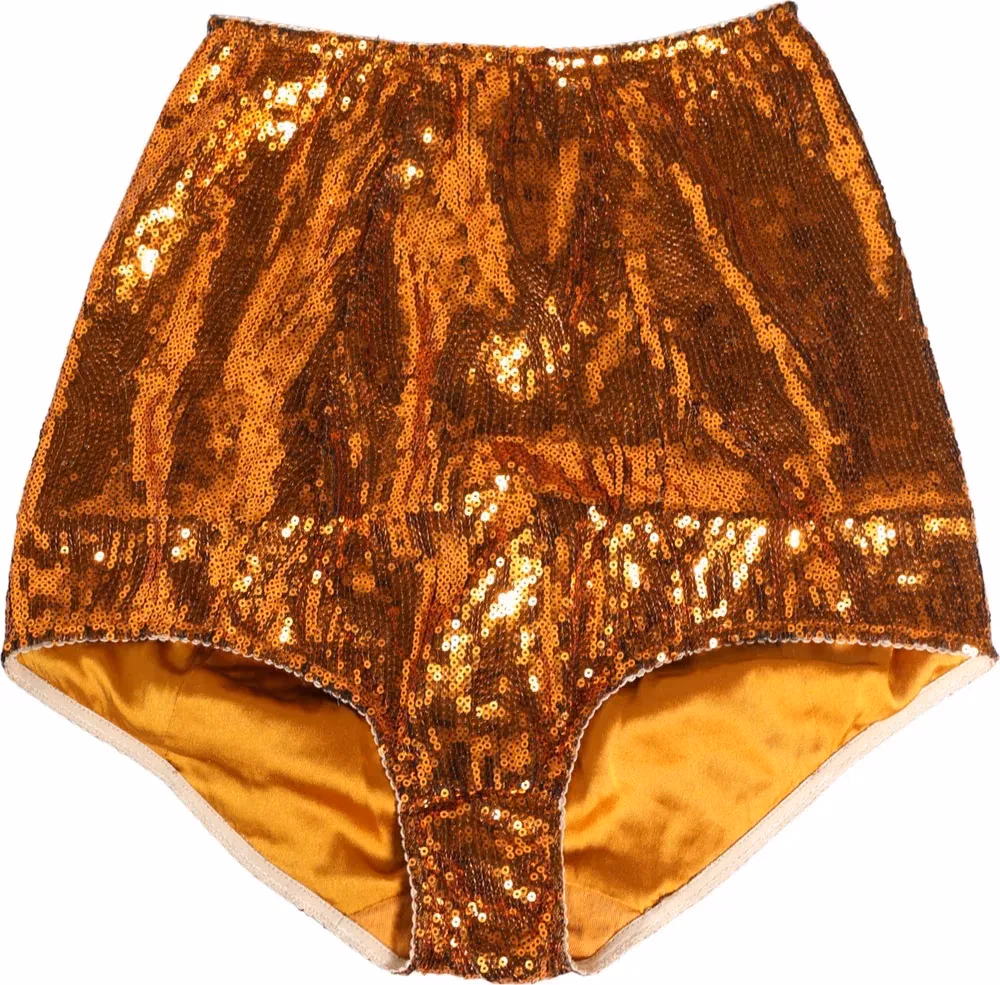 Dolce & Gabbana Orange Sequin Nylon High Waist Girdle Underwear