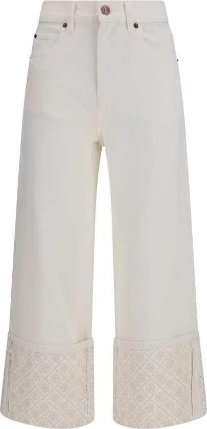 Tory Burch White Cotton Straight-Leg Jeans