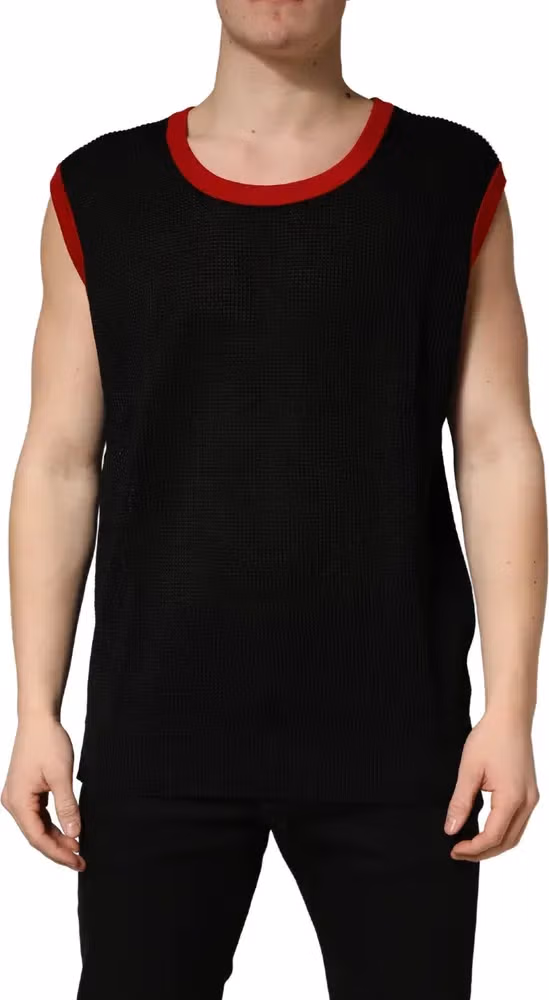 Dolce & Gabbana Black Crew Neck Sleeveless Men Knit Vest T-shirt