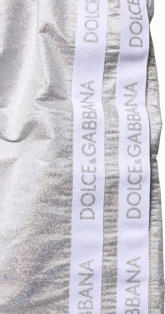 Dolce & Gabbana Silver Polyester Drawstring Men Shorts Swimwear