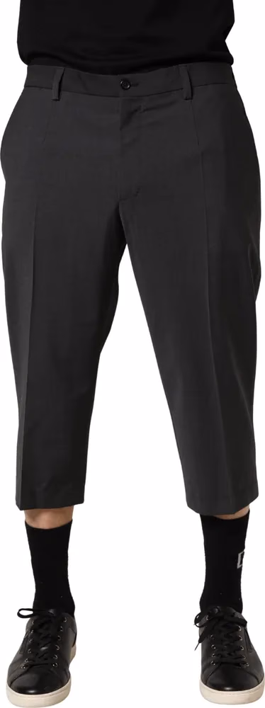 Dolce & Gabbana Dark Gray Wool Cropped Chino Trouser Pants