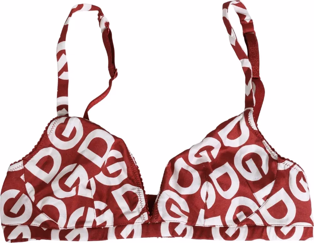 Dolce & Gabbana Red Logo Monogram Cotton Soft Cup Bra Underwear