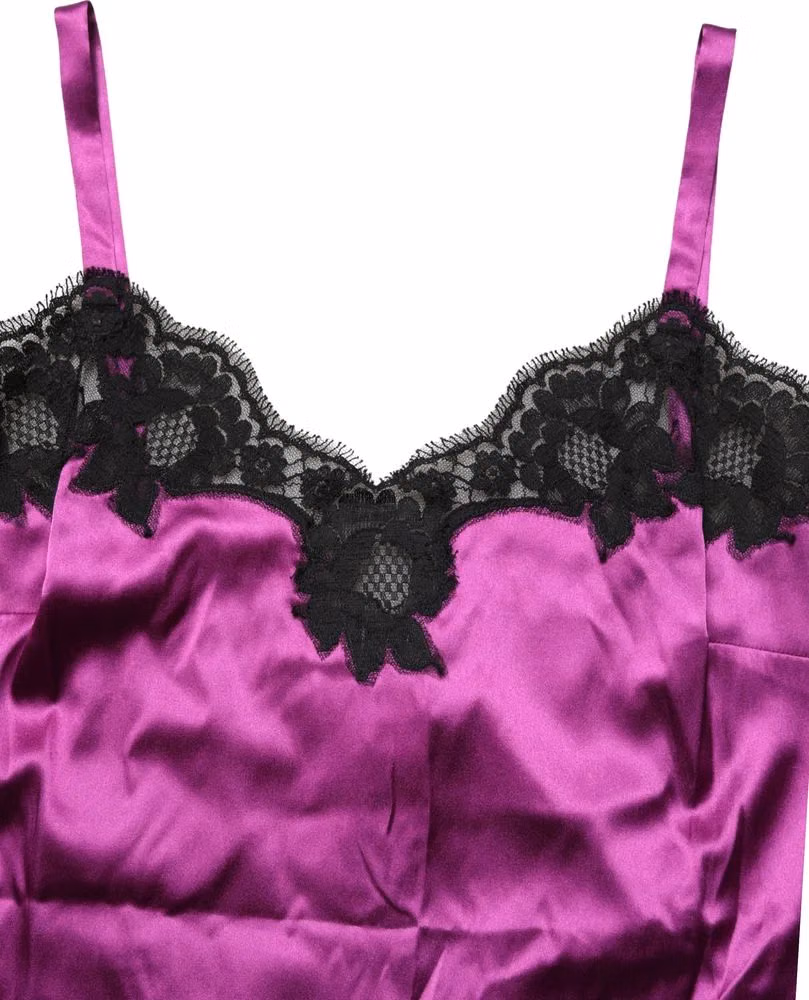 Dolce & Gabbana Purple Silk Lace Trim Camisole Sleeveless Tank Top