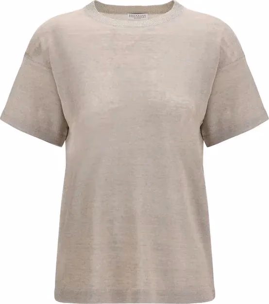 Brunello Cucinelli Beige Linen T-Shirt