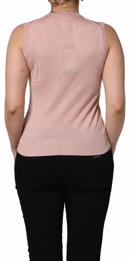 Dolce & Gabbana Pink Sleeveless Cashmere Knitted Tank Top