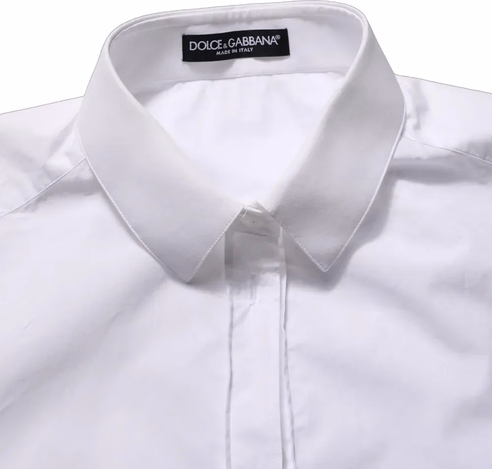 Dolce & Gabbana White Cotton Long Sleeve Button-Up Shirt Top