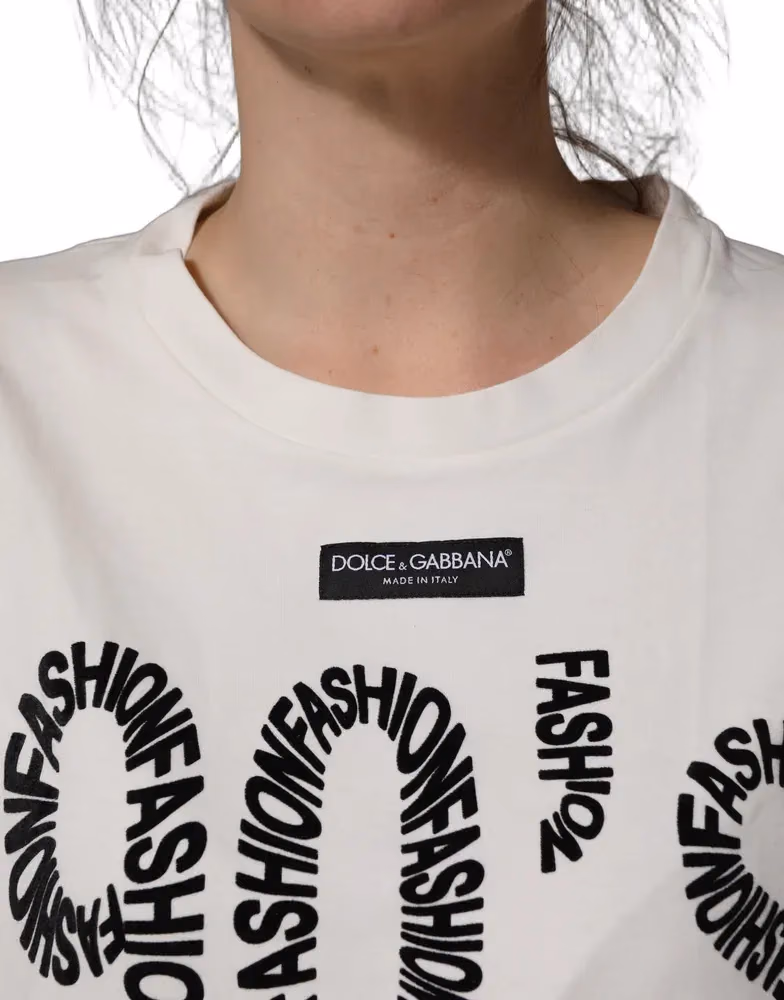 Dolce & Gabbana White Cotton Graphic Sleeveless Tank Top