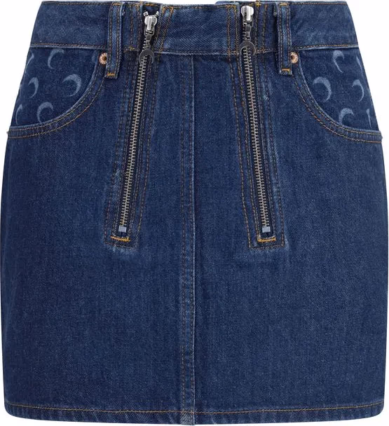 Marine Serre Blue Cotton Mini Skirt