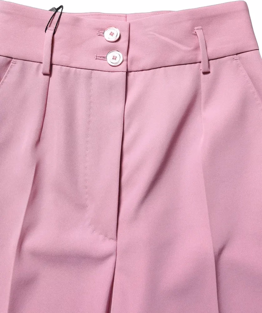 Dolce & Gabbana Pink High Waisted Polyester Trouser Pants