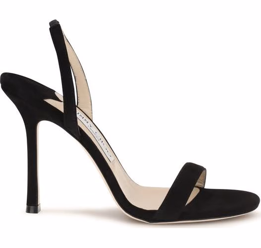 Jimmy Choo Black Calf Leather Bos Taurus Stiletto Heel Sandals