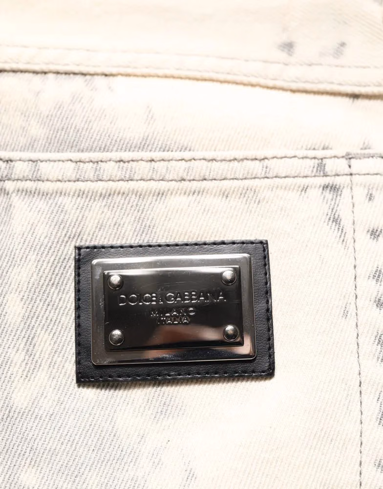 Dolce & Gabbana Beige Tie Dye Cotton Straight Men Denim Jeans