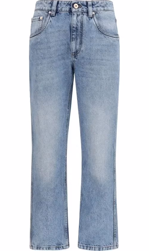 Brunello Cucinelli Blue Cotton Straight-Leg Jeans