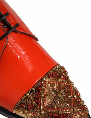 Red Embellished Men Derby Dress Formal Shoes