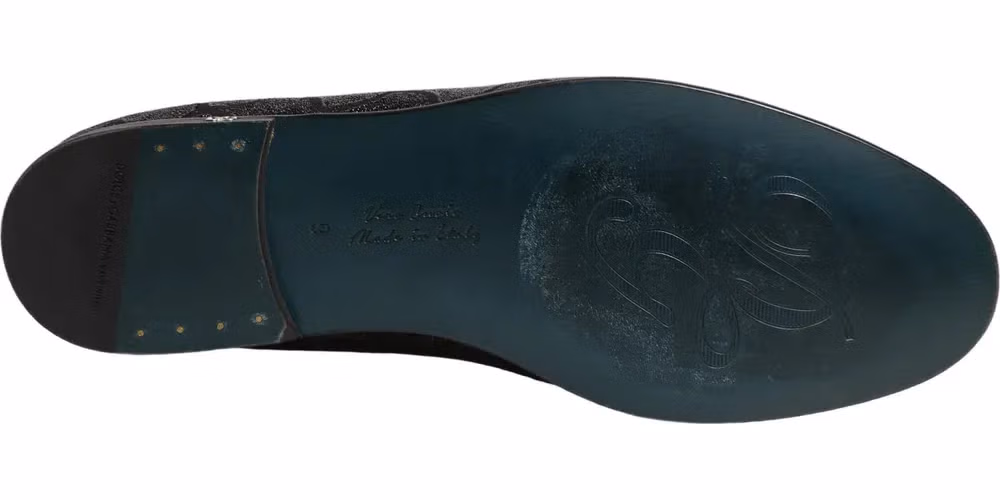Dolce & Gabbana Black Glitter Brocade Men Dress Loafers Shoes