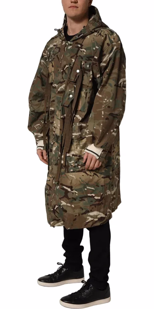 Dolce & Gabbana Multicolor Camouflage Hooded Coat Jacket