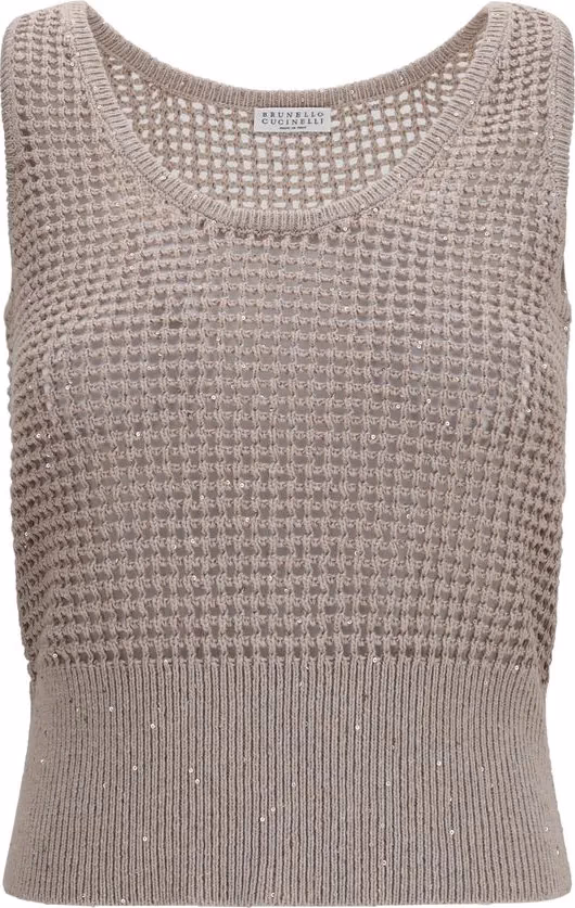 Brunello Cucinelli Beige Cotton Tank Tops