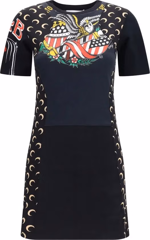 Marine Serre Black Cotton Casual Dress