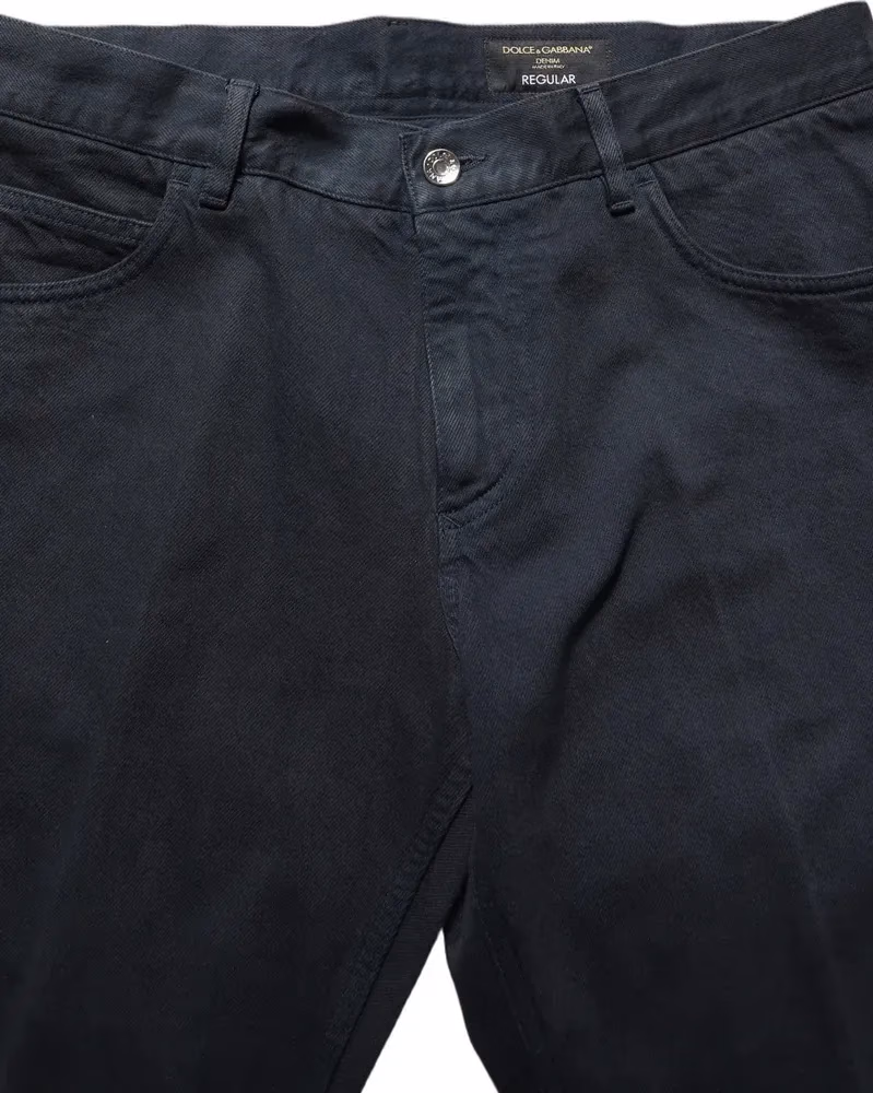 Dolce & Gabbana Black Cotton Mid Waist Skinny Men Denim Jeans
