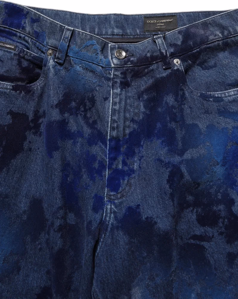 Dolce & Gabbana Blue Tie Dye Cotton Men Straight Denim Jeans