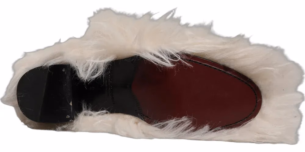 Dolce & Gabbana White Faux Fur Mid Calf Men Boots Shoes