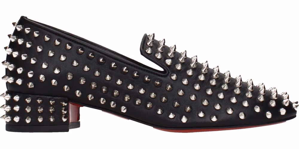 Christian Louboutin Black Leather Slip-On Loafers