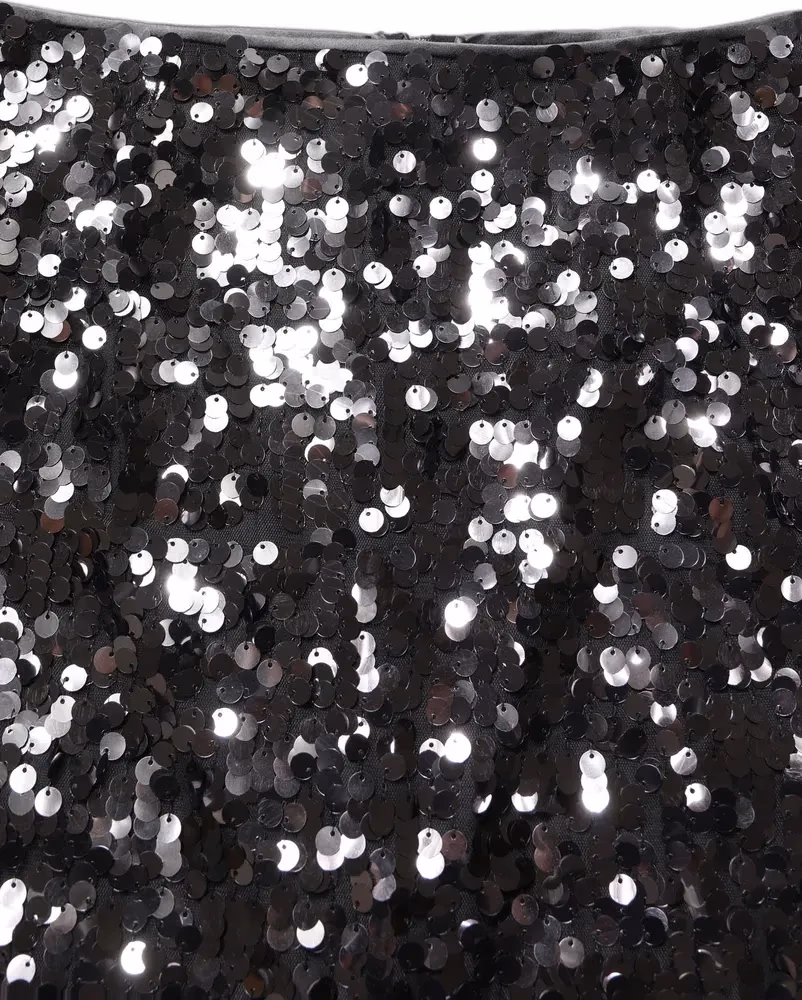 Dolce & Gabbana Brown Sequinned Embellished Pencil Cut Skirt