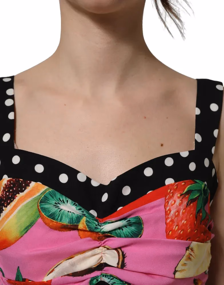 Dolce & Gabbana Multicolor Silk Cropped Bustier Corset Top