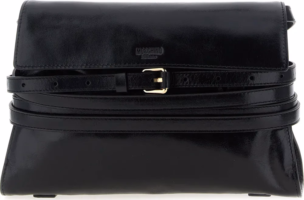 Moschino Black Leather Crossbody Bag