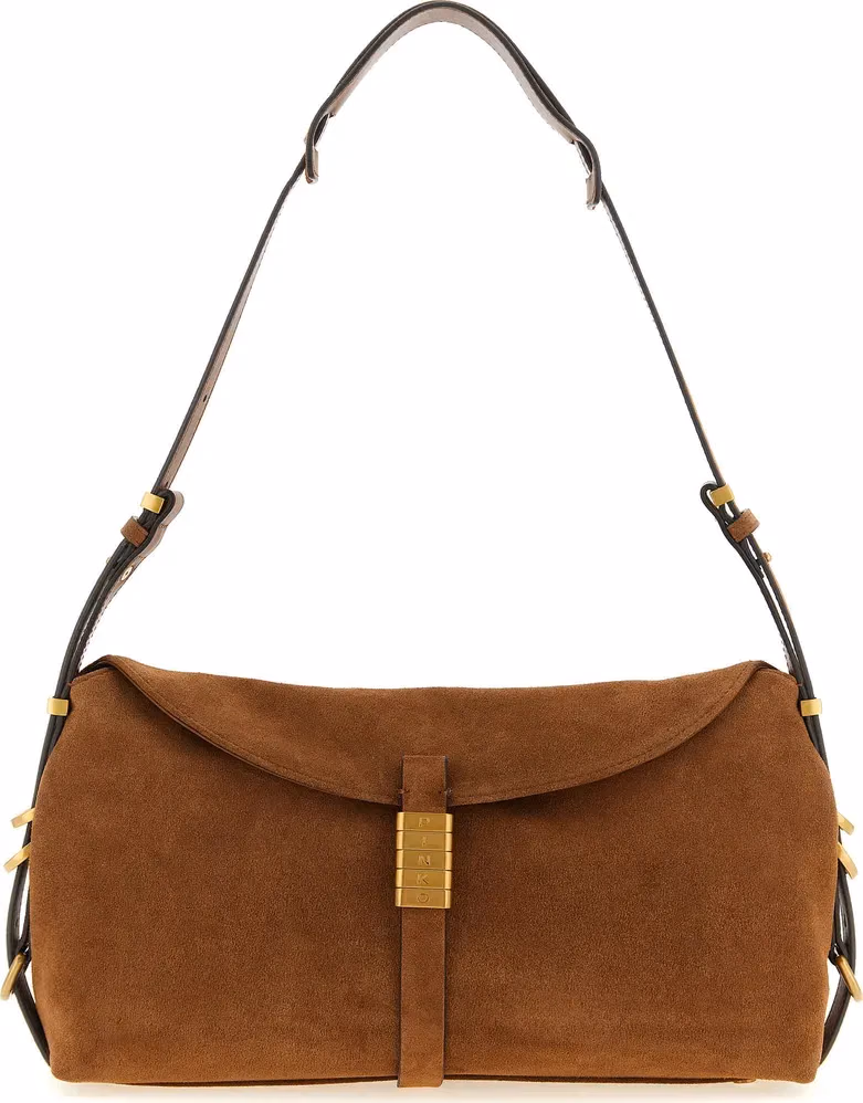 PINKO Brown Cowhide Shoulder Bag
