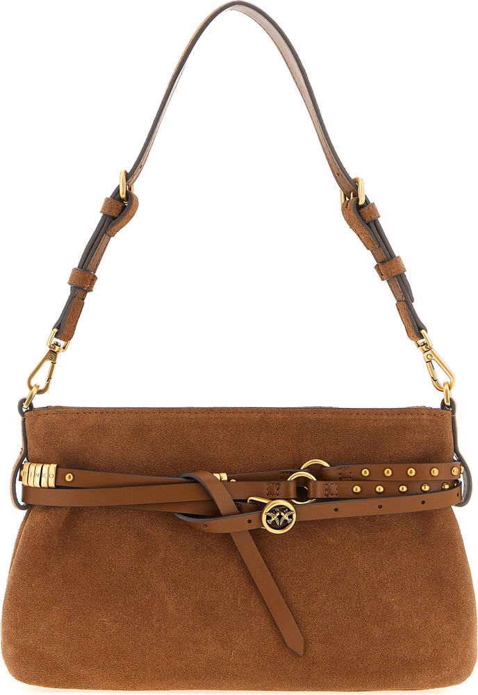 PINKO Brown Lamb Leather Shoulder Bag