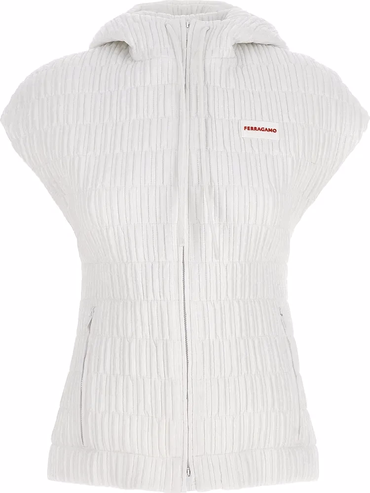 Ferragamo White Polyamide Sleeveless Jacket